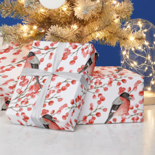 Papier Cadeau Oiseau Hiver Berry Woodland Thème Noël