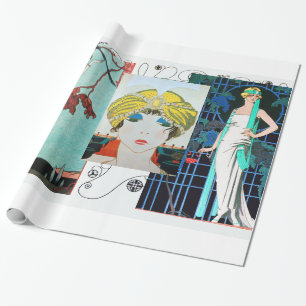 PAPIER CADEAU OISEAU/ROSE DE NUIT ART DÉCO BEAUTÉ MODE