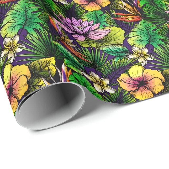 Papier Cadeau Oiseau tropical du feuillage paradisiaque (Coin rond)