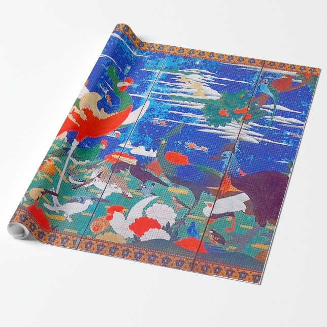 Papier Cadeau Oiseaux, animaux et Plantes floraux (à gauche) Jak (Déroulé)