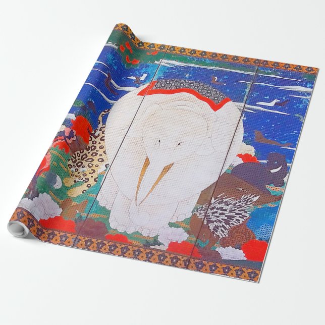 Papier Cadeau Oiseaux, animaux et Plantes floraux(droite)Jakuchu (Déroulé)
