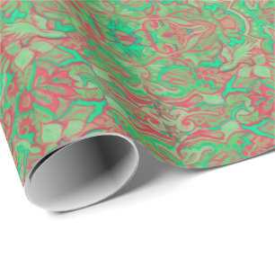 Papier Cadeau Oiseaux Arabesque Oriental Bohème Bohème Rouge Ver