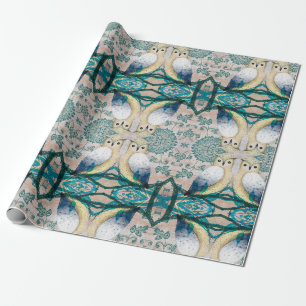 PAPIER CADEAU OISEAUX DE HIBOUX