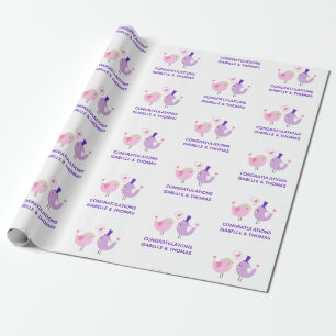 Papier Cadeau Oiseaux de l'amour de mariage Mignonne Mariée Mari