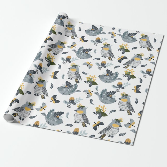 Papier Cadeau Oiseaux du pays (Déroulé)