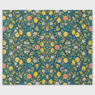 Papier Cadeau Oiseaux et Fleurs de Verger d'Agrume