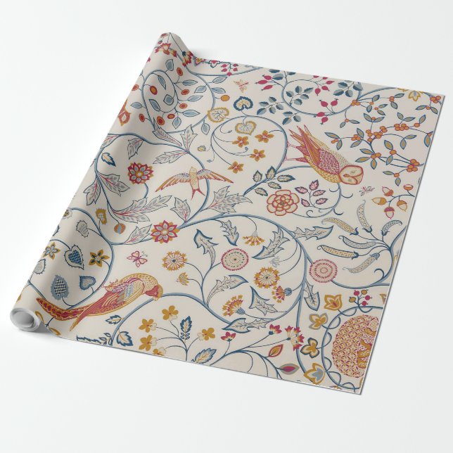 Papier Cadeau Oiseaux et fleurs, William Morris (Déroulé)