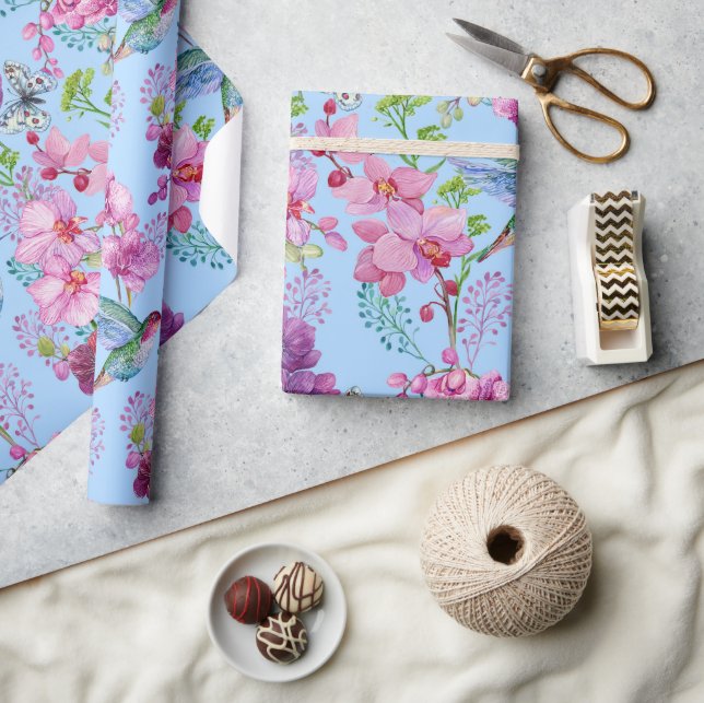 Papier Cadeau Oiseaux Humming En Été (Artisanat)
