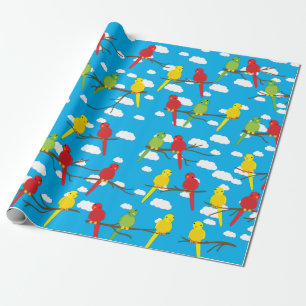 Papier Cadeau Oiseaux mignonnes Printemps coloré Anniversaire de