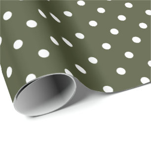 Papier Cadeau Olive Green   Papier blanc à enveloppement à point
