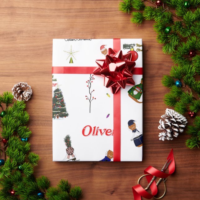 Papier Cadeau Oliver Le Motif aléatoire de Noël Otter (Cadeau de vacances)