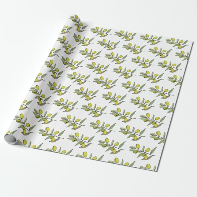 Papier Cadeau Olives Élégantes (Déroulé)
