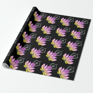 Papier Cadeau OM Namaste Spirituelle Lotus Fleur Yoga Pose
