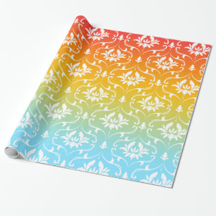 Papier Cadeau Ombre couleur Damas blanc