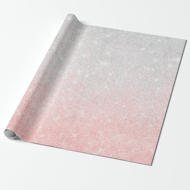 Papier Cadeau Ombre de Parties scintillant en argent et rose (Déroulé)