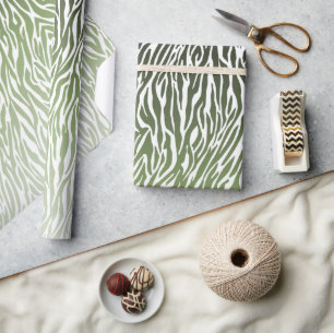 Papier Cadeau Ombre d'impression Wild Green Zebra