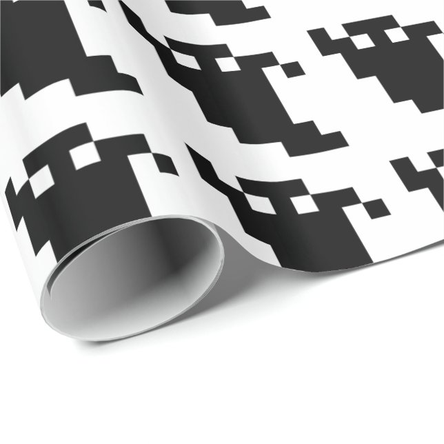 Papier Cadeau Ombre fantôme de 8 bits Pixel (Coin rond)