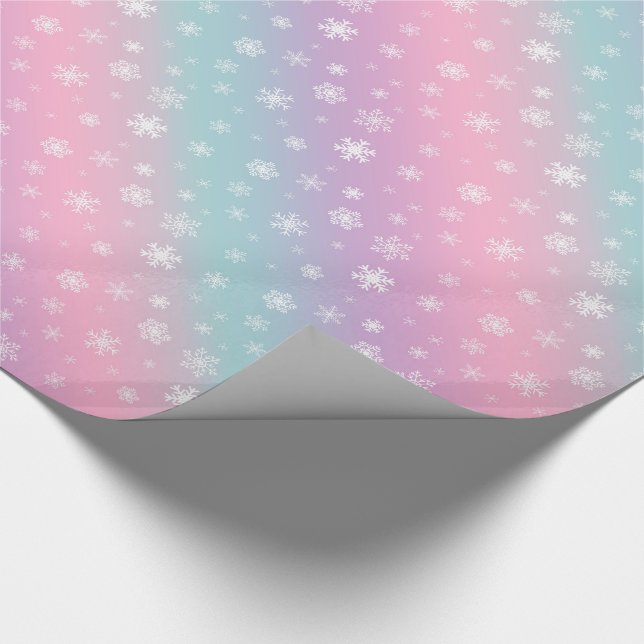Papier Cadeau Ombre Pastel Gradient Snowflake Fêtes de Noël (Coin)
