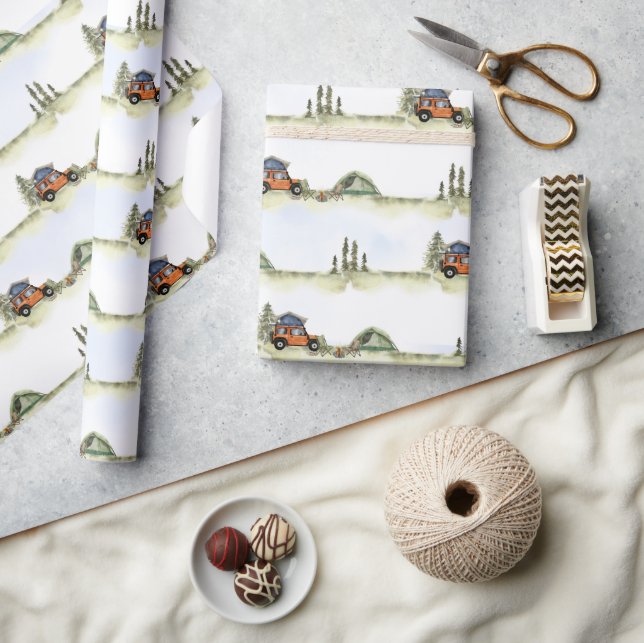 Papier Cadeau One Happy Camper Camping Boy Birthday (Artisanat)