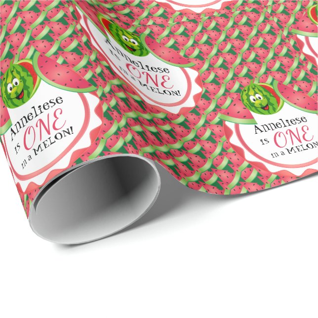 Papier Cadeau One In A Melon L'anniversaire de l'enfant (Coin rond)