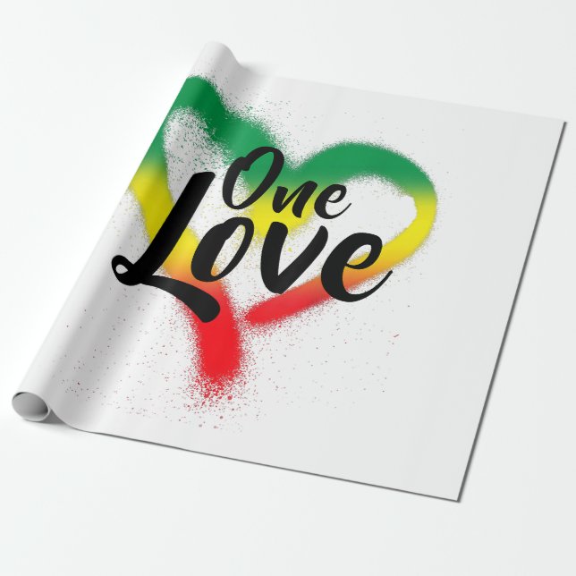 Papier Cadeau One Love One Heart Reggae Vibes (Déroulé)