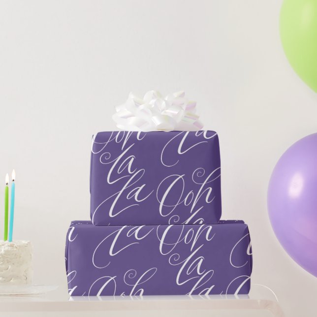 Papier Cadeau Ooh La La Lettering Calligraphie Artistique Violet (Cadeaux de fête)