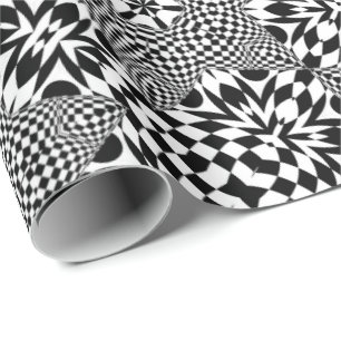 Papier Cadeau Op-Art Prix Madhi noir et blanc