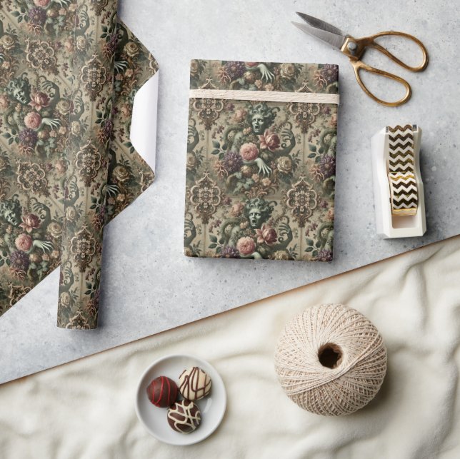 Papier Cadeau Opulence Opatique - Gothique Floral Baroque (Artisanat)
