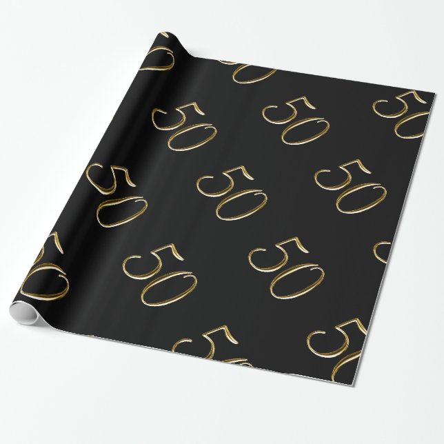 Papier Cadeau Or 50 sur le joyeux cinquantième anniversaire du (Déroulé)