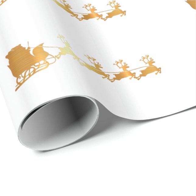 Papier Cadeau Or de luxe Père Noël sur le papier d'emballage (Coin rond)