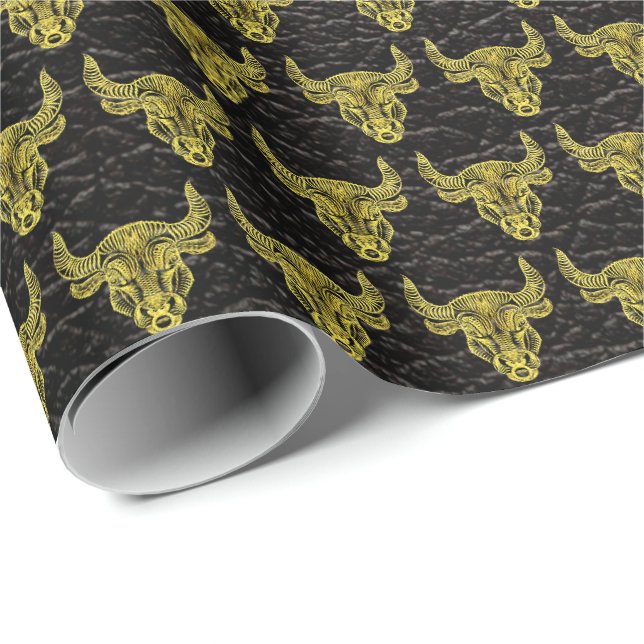 Papier Cadeau Or de Taurus en cuir (Coin rond)