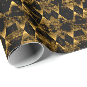 Papier Cadeau Or erratique et diamant noir