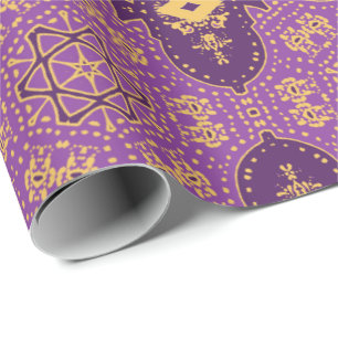 Papier Cadeau Or et Violettes