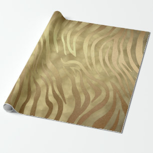 Papier Cadeau Or Luxe Luxueux Safari Jungle Zèbre Glamour