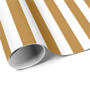 Papier Cadeau Or mat/rayure blanche