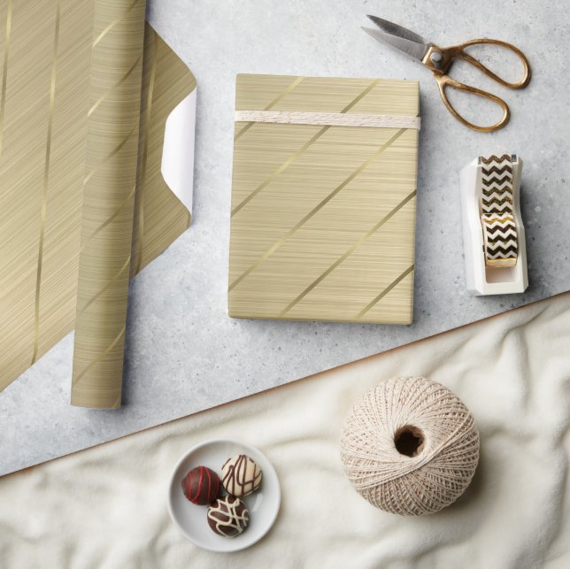 Papier Cadeau Or métal rayé (Artisanat)