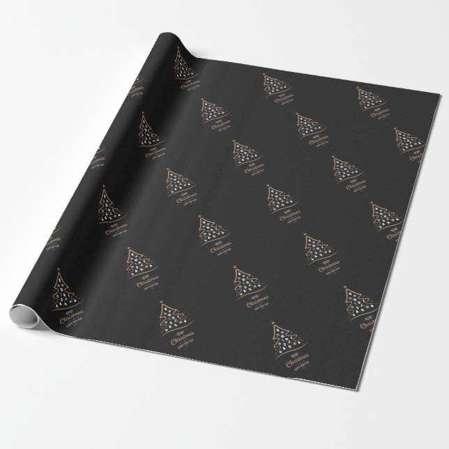 Papier Cadeau Or noir de la meilleure qualité élégant de Noël (Déroulé)