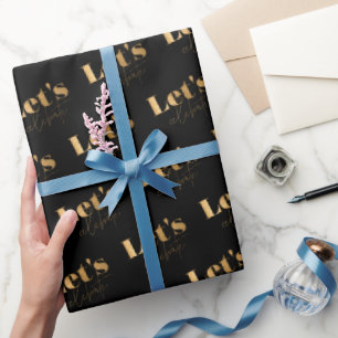 Papier Cadeau Or Noir Élégant Fêtons l'Anniversaire