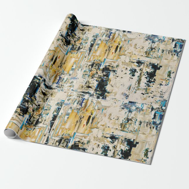 Papier Cadeau Or parmi le papier d'emballage de gravier (Déroulé)