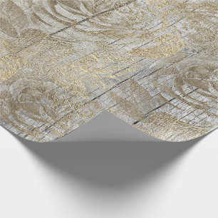 Papier Cadeau Or plus rusé en bois floral de gris argenté de
