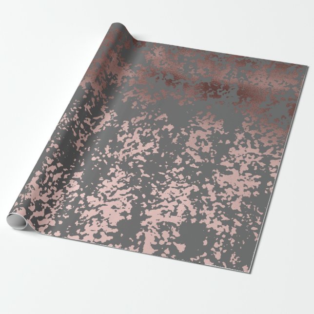 Papier Cadeau or rose de faux élégant et traçages gris (Déroulé)