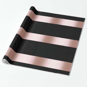 Papier Cadeau Or rose de poussin moderne élégant et bande noire