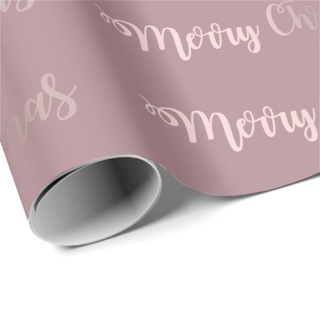 Papier Cadeau Or rose élégant et motif pourpre de Joyeux Noël (Coin rond)