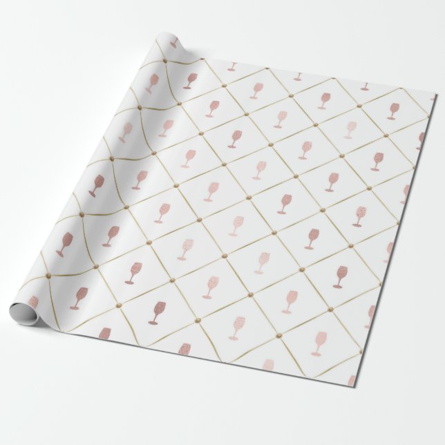 Papier Cadeau Or rose et vin français thème or (Déroulé)