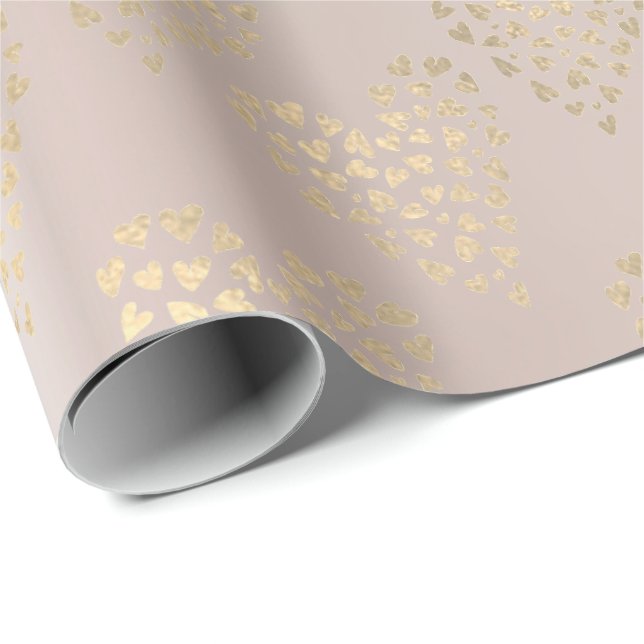 Papier Cadeau Or rose Foxier Delicé Sweet Heart Pearl Blush (Coin rond)