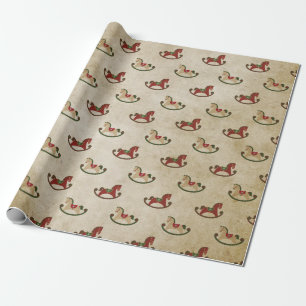 Papier Cadeau Or rouge de cheval de basculage de cadeau vintage