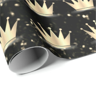 Papier Cadeau Or scintillant Champaigne de noir de parties
