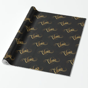 Papier Cadeau Or tourbillonnant de Balance de signe de zodiaque