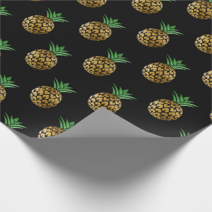 Papier Cadeau Or tropical de noir de vert de fruit d'ananas