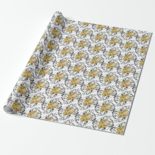Papier Cadeau or Vintage crâne